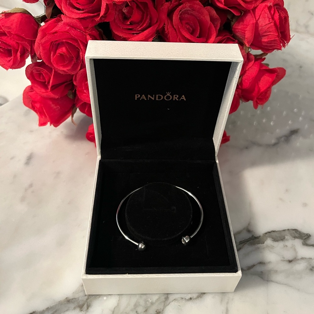 Pandora Silver Open Bangle charm bracelet